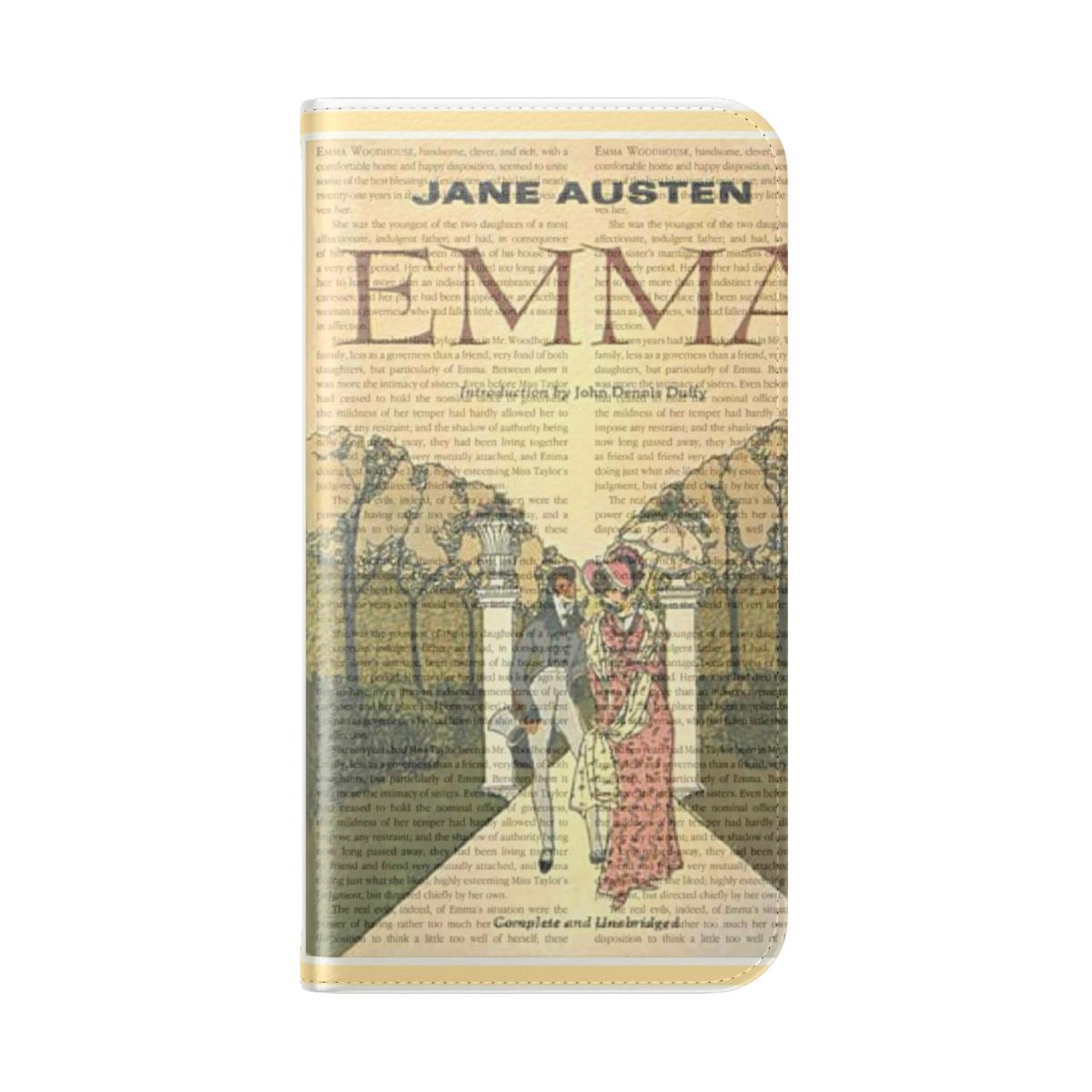 Vintage-style blue book cover phone case inspired by Jane Austen's "Emma" - Folded Back