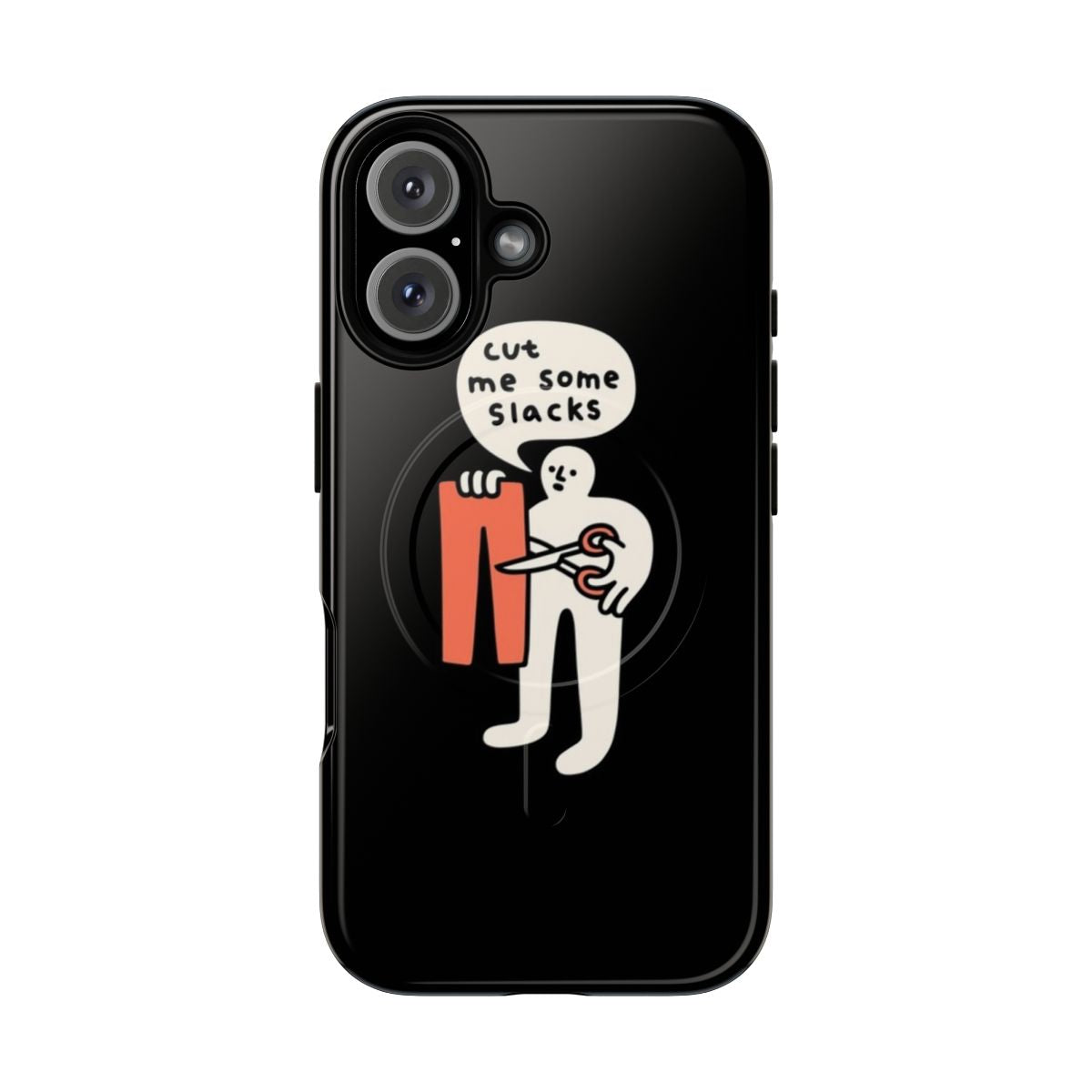 Funny phone case with a doodle design and "Cut Me Some Slacks" pun