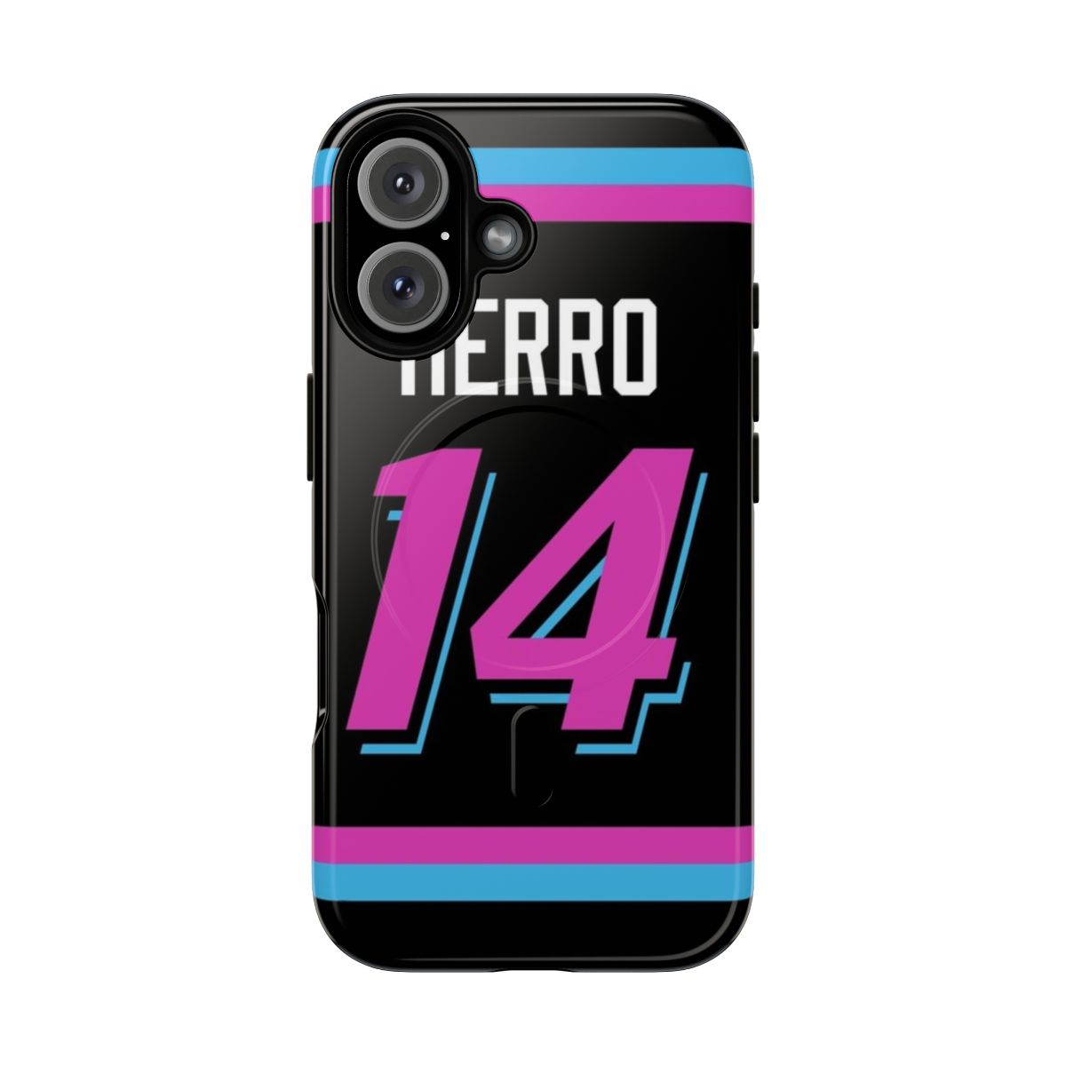 Phone case featuring a basketball player's jersey design