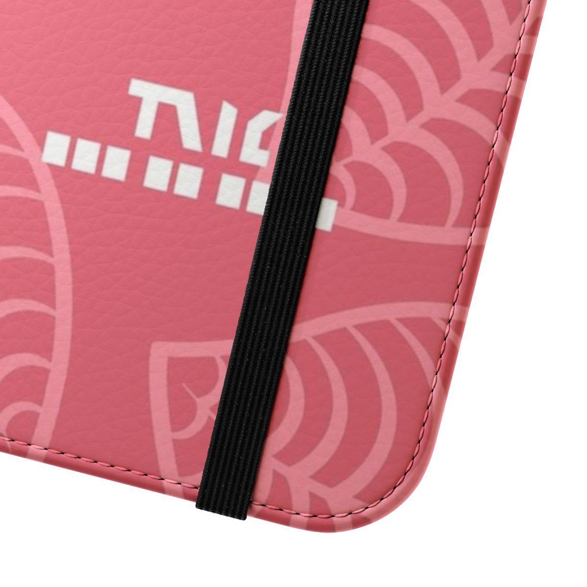 Pink flip cover phone case featuring Animal Crossing characters and designs - Close Up