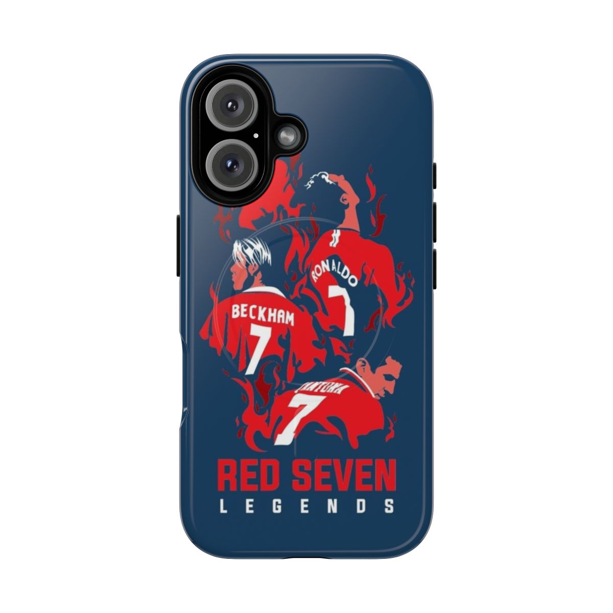 Magnetic phone case featuring classic Manchester United players and imagery