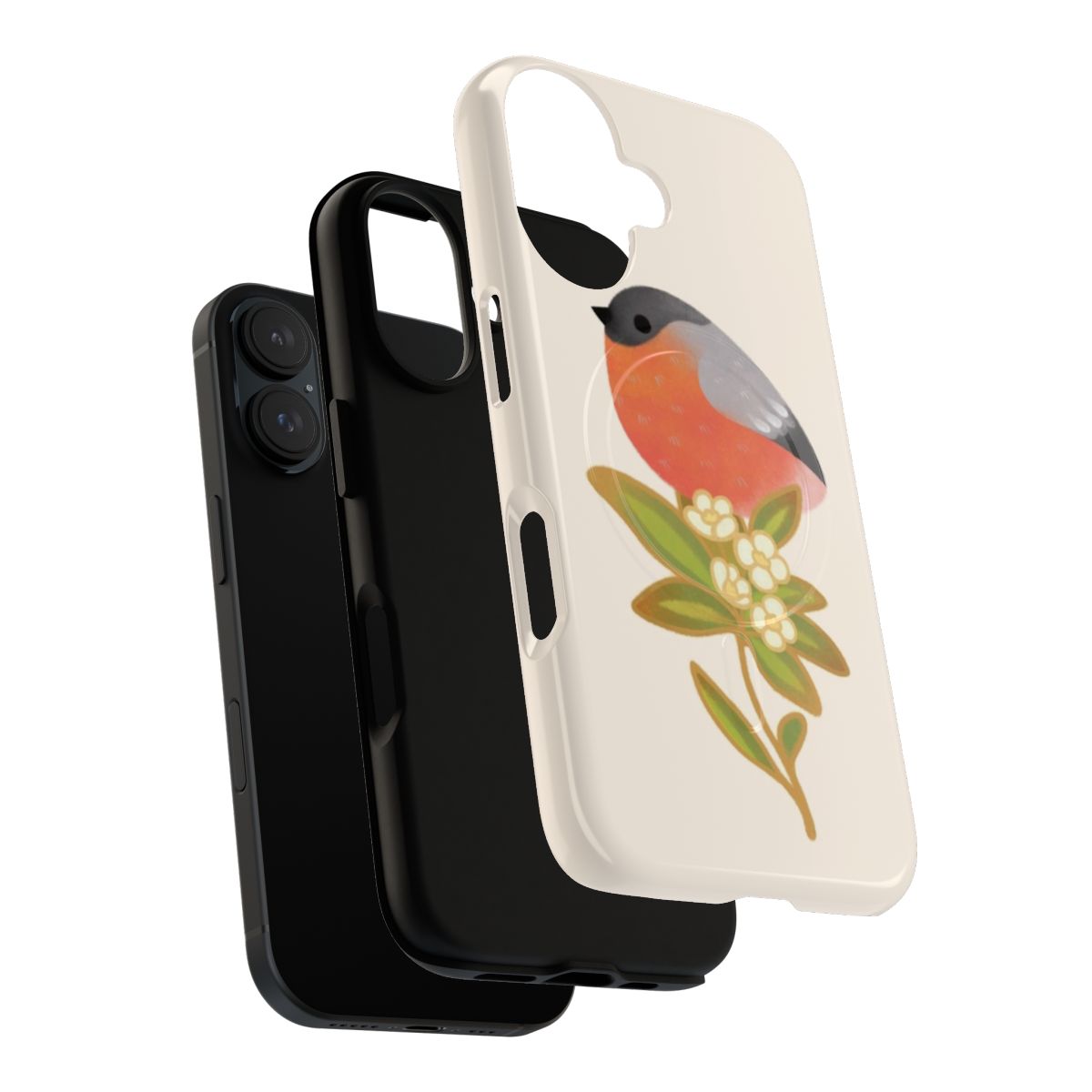 Illustration of a cute, fat Eurasian bullfinch bird on a magnetic tough phone case - Layers