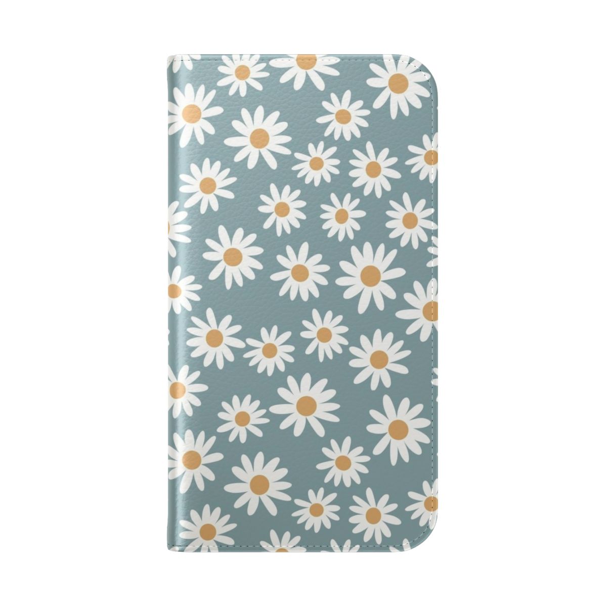 Retro floral daisy pattern design on a flip cover phone case - Folded Back