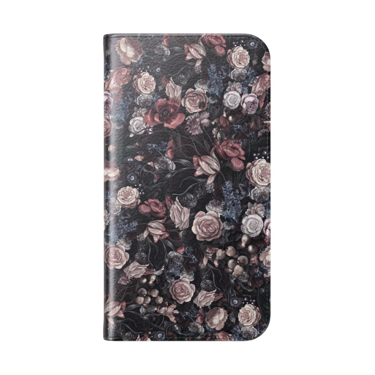 Vintage floral design phone case with muted poppy, peony, and rose patterns - Folded Back