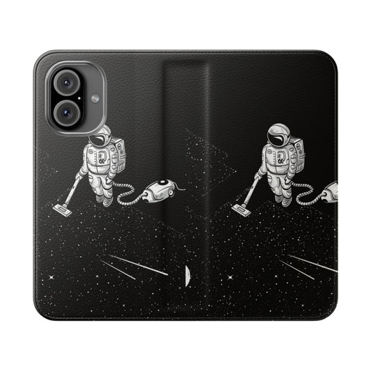 Premium flip cover phone case with a space cleaner design, protecting your device in style.