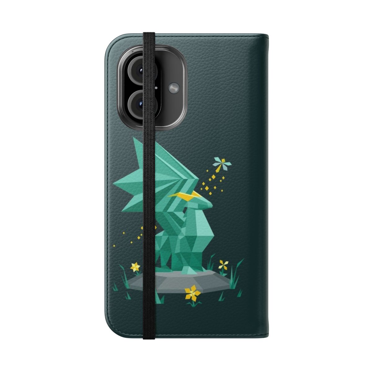 Image of a dragon-themed phone case with a dragonfly design - Folded Front