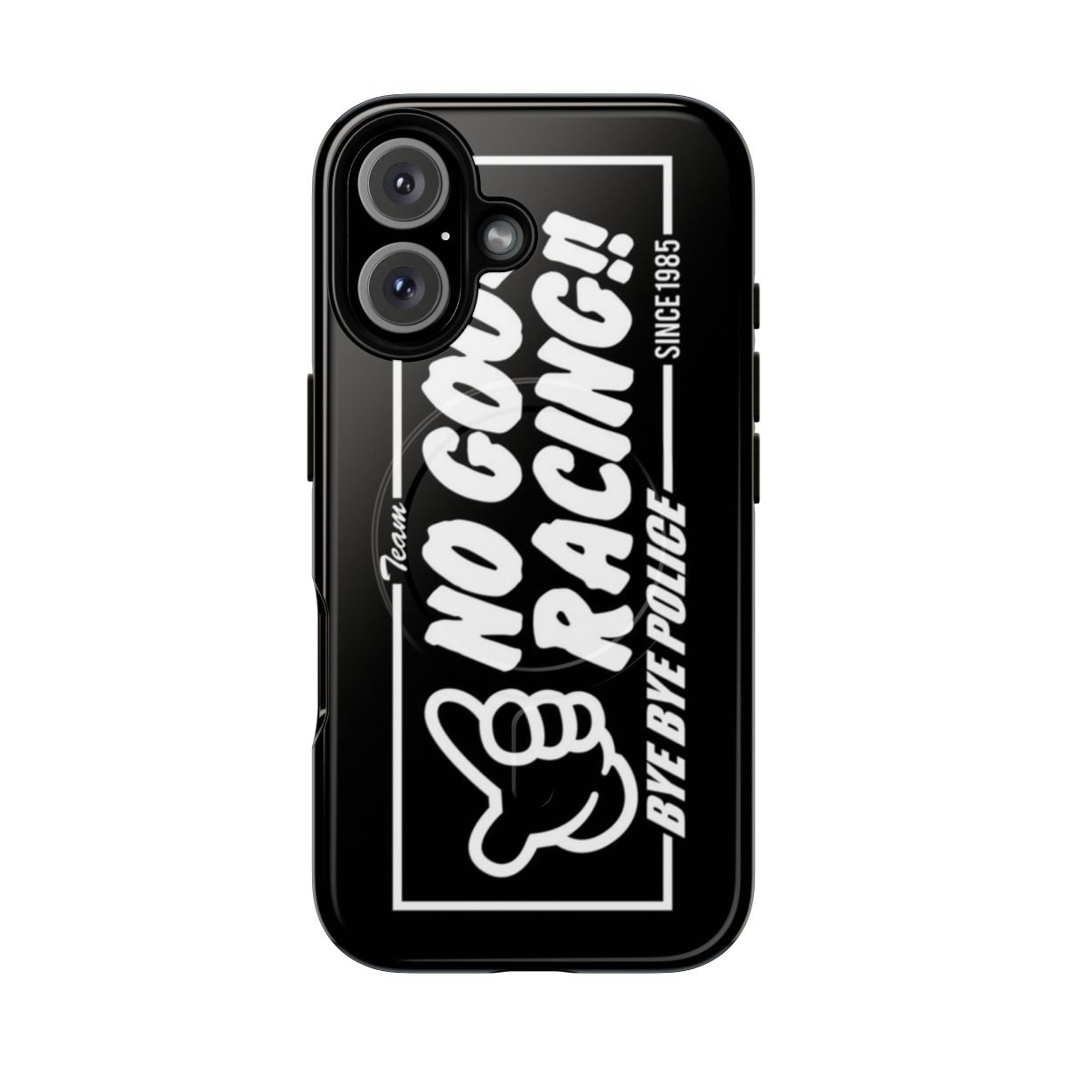 Magnetic tough phone case with racing-inspired design, including JDM, stickerbomb, and performance car graphics