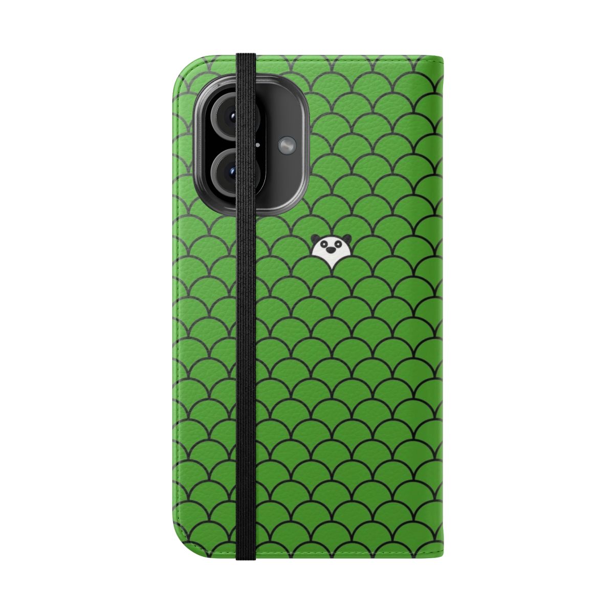 Panda Flip Cover Phone Case featuring an adorable and endangered animal pattern - Folded Front