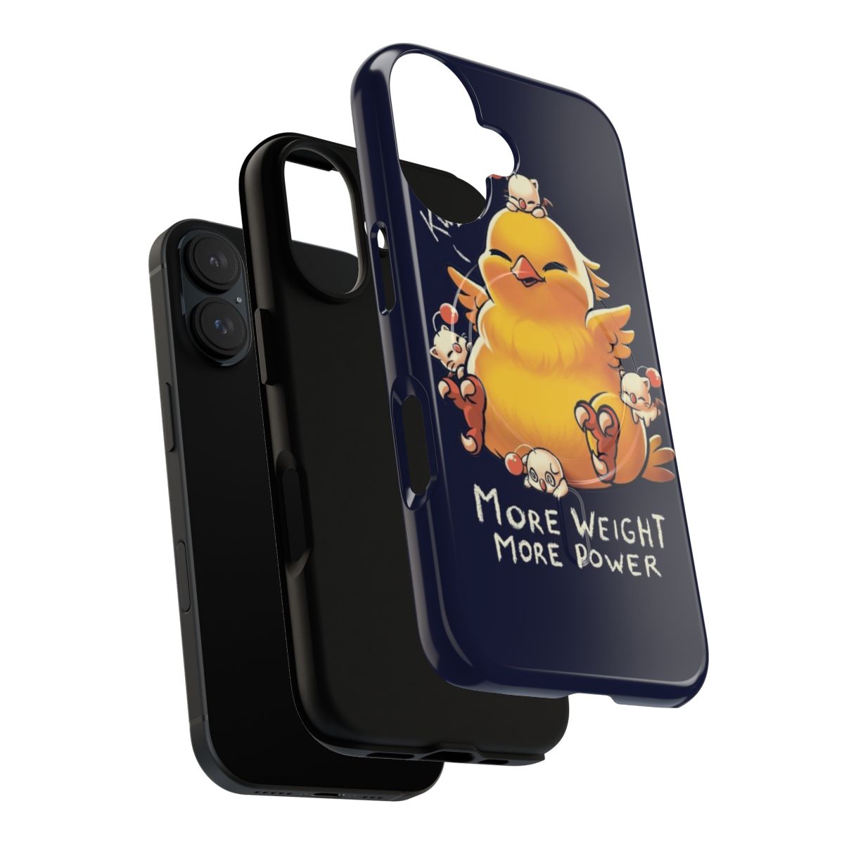 Magnetic tough phone case featuring a cartoon illustration of a fat, cute chocobo from the Final Fantasy video game series. - Layers