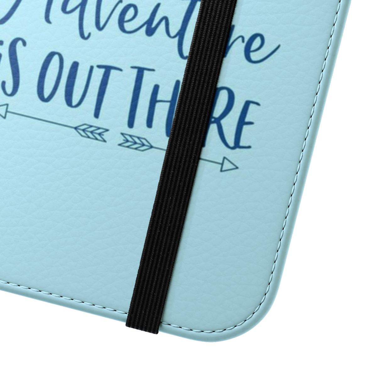 Flip phone case with Up movie-inspired design featuring the Pixar film's "Adventure is Out There" quote and wilderness explorer elements. - Close Up