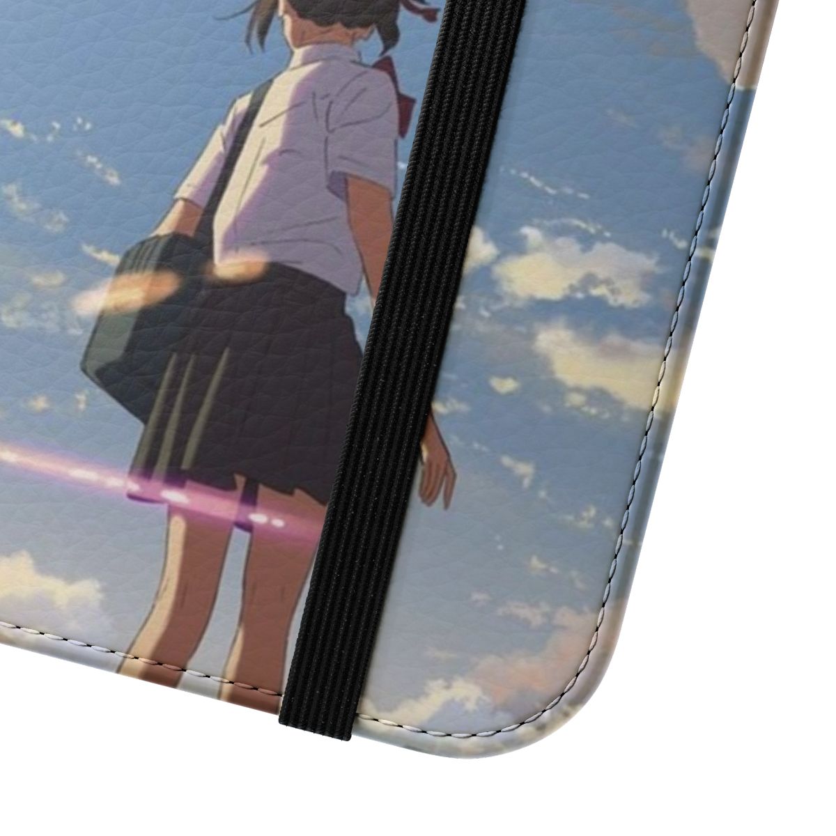 Anime-inspired Mitsuha flip cover phone case - Close Up