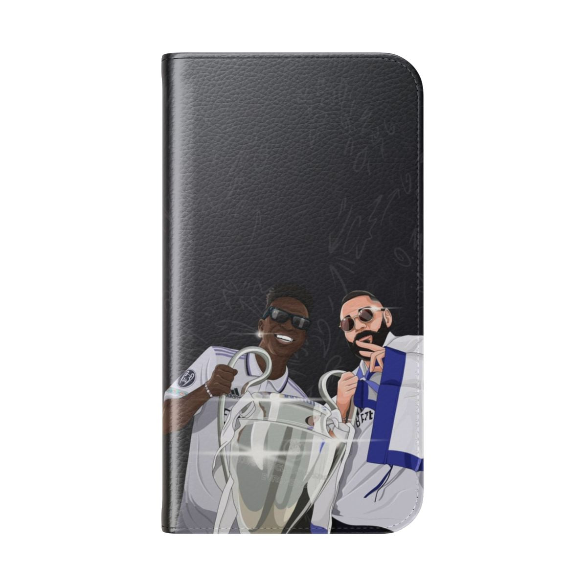 Real Madrid players Vinicius Jr. and Karim Benzema on a phone case - Folded Back