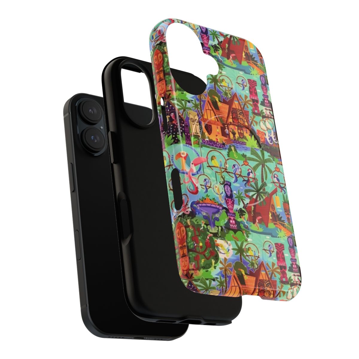 Tropical Disney-Inspired Magnetic Tough Phone Case with Enchanted Tiki Room Collage Design - Layers