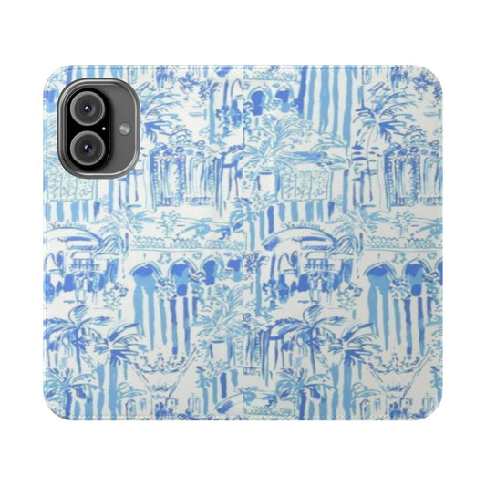 Blue preppy wallpaper print flip cover phone case