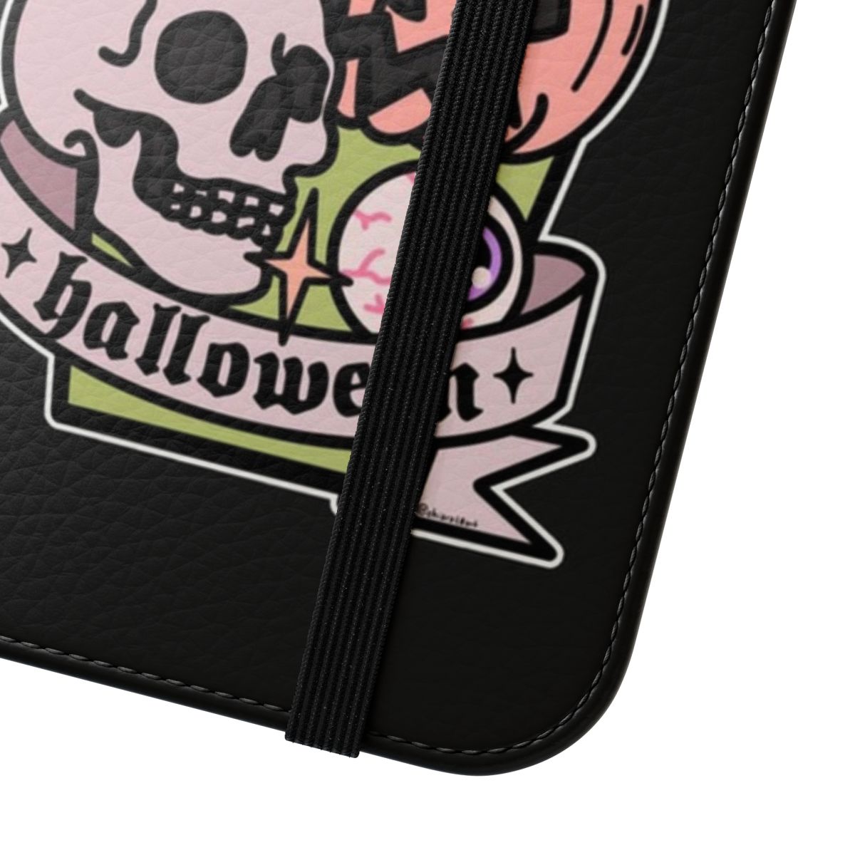 Spooky Halloween-themed phone case with creepy and witchy designs - Close Up