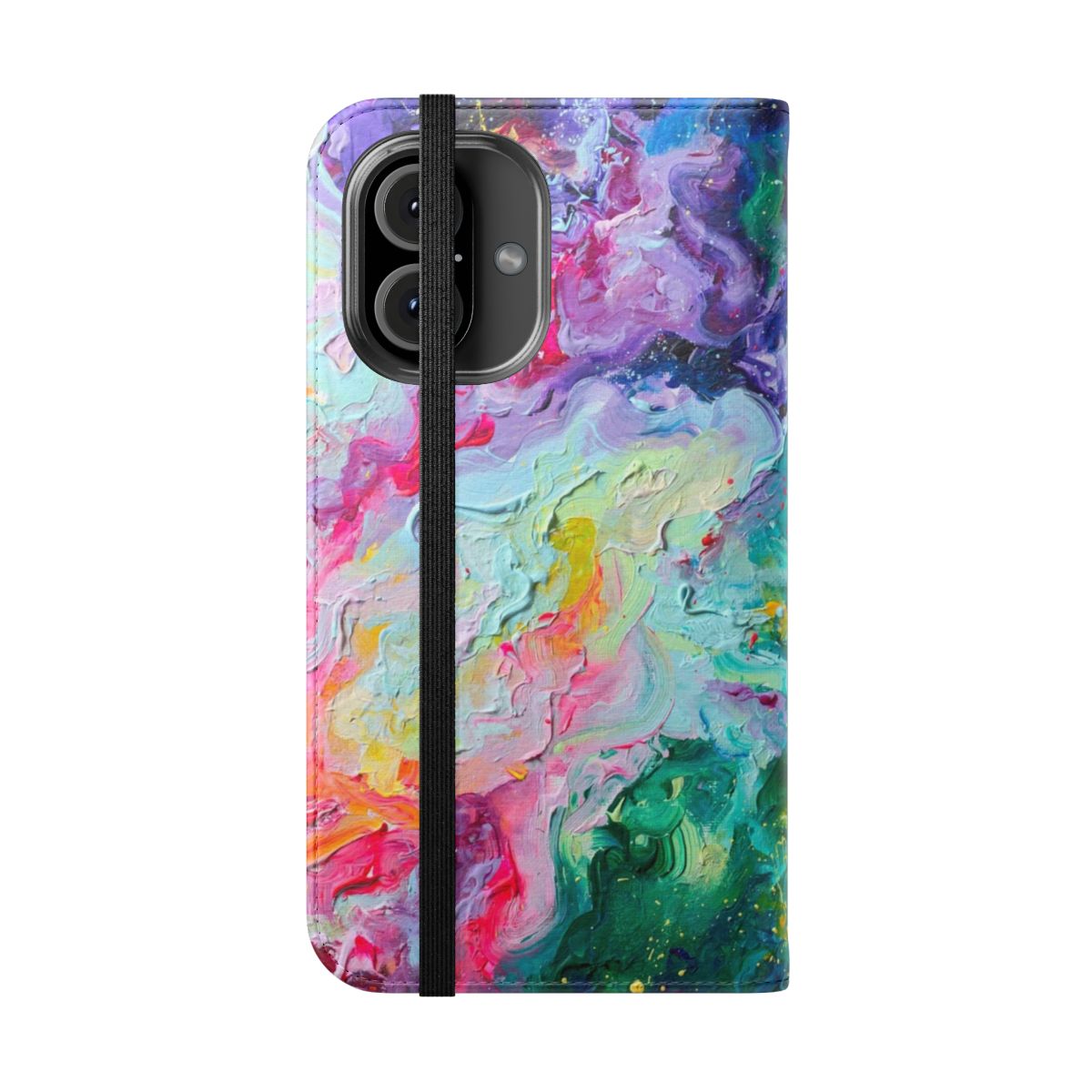 Colorful abstract geometric phone case with a vibrant spectrum design - Folded Front