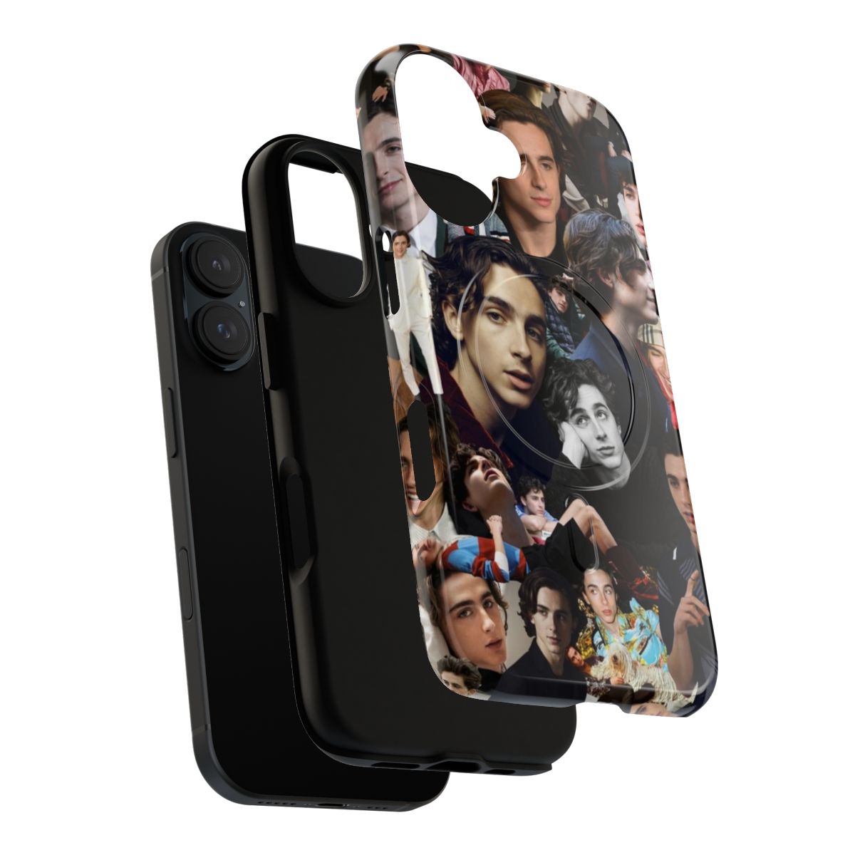 Timothee Chalamet-inspired phone case featuring a collage of the acclaimed actor in various roles. - Layers