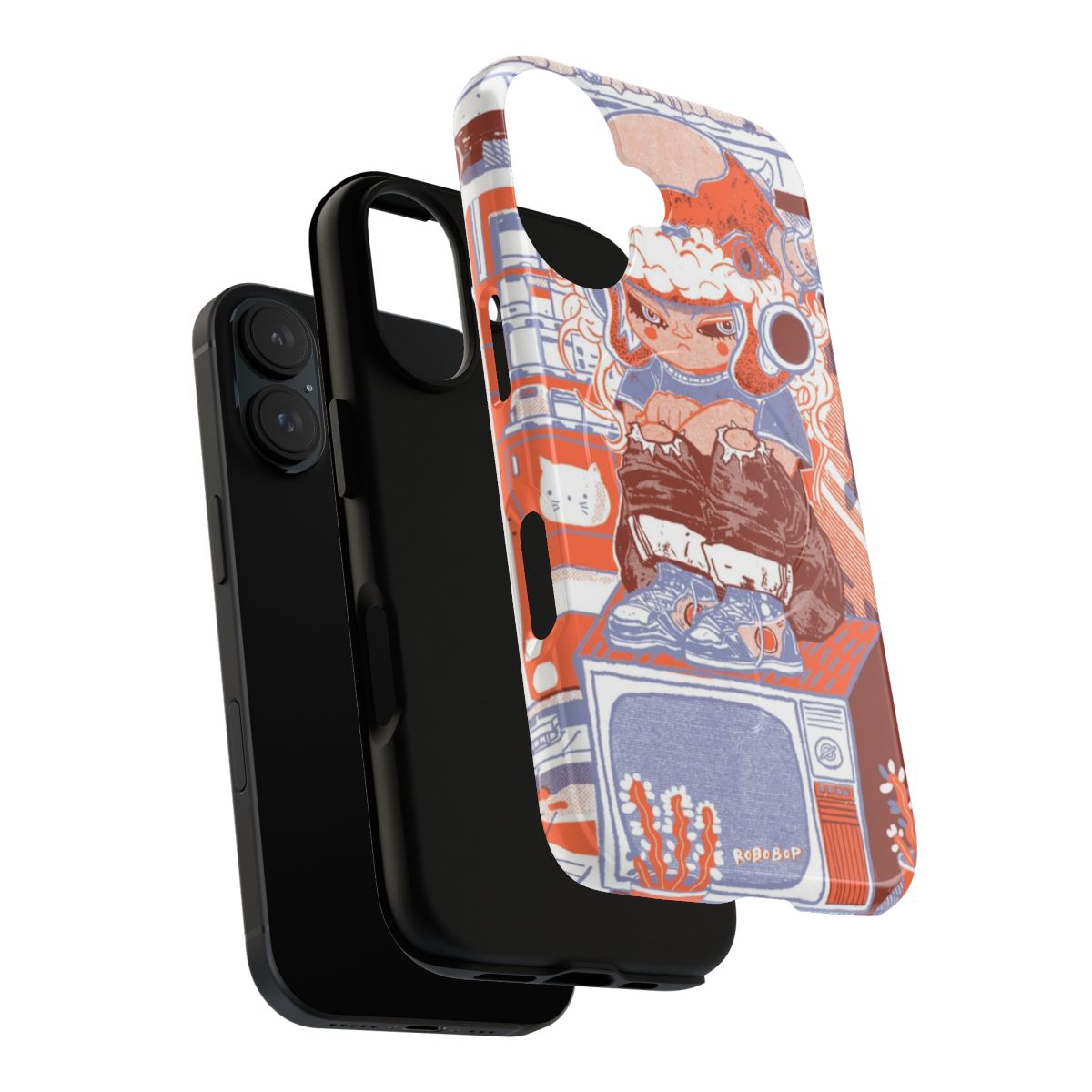 Grumpy Magnetic Tough Phone Cases featuring a cute, surreal character design - Layers