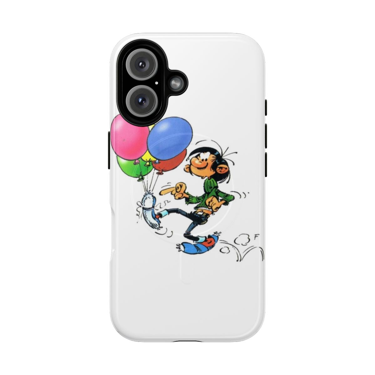 Magnetic tough phone case featuring Gaston Lagaffe, a beloved character from the classic Belgian comic series.