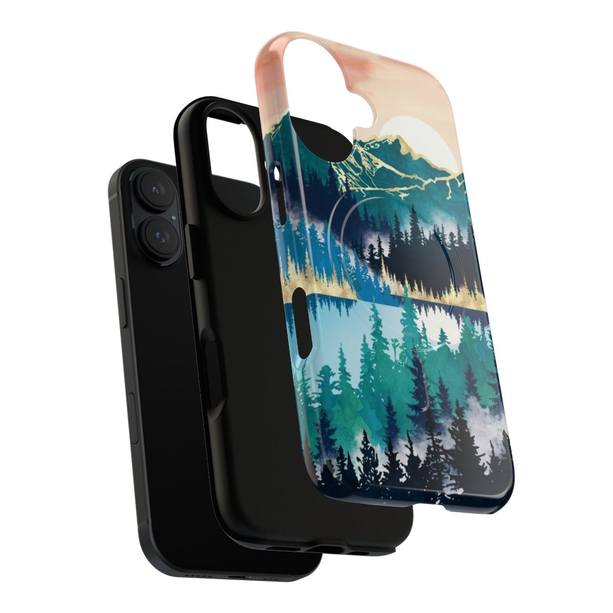 Beautiful lake mist landscape design on a phone case - Layers