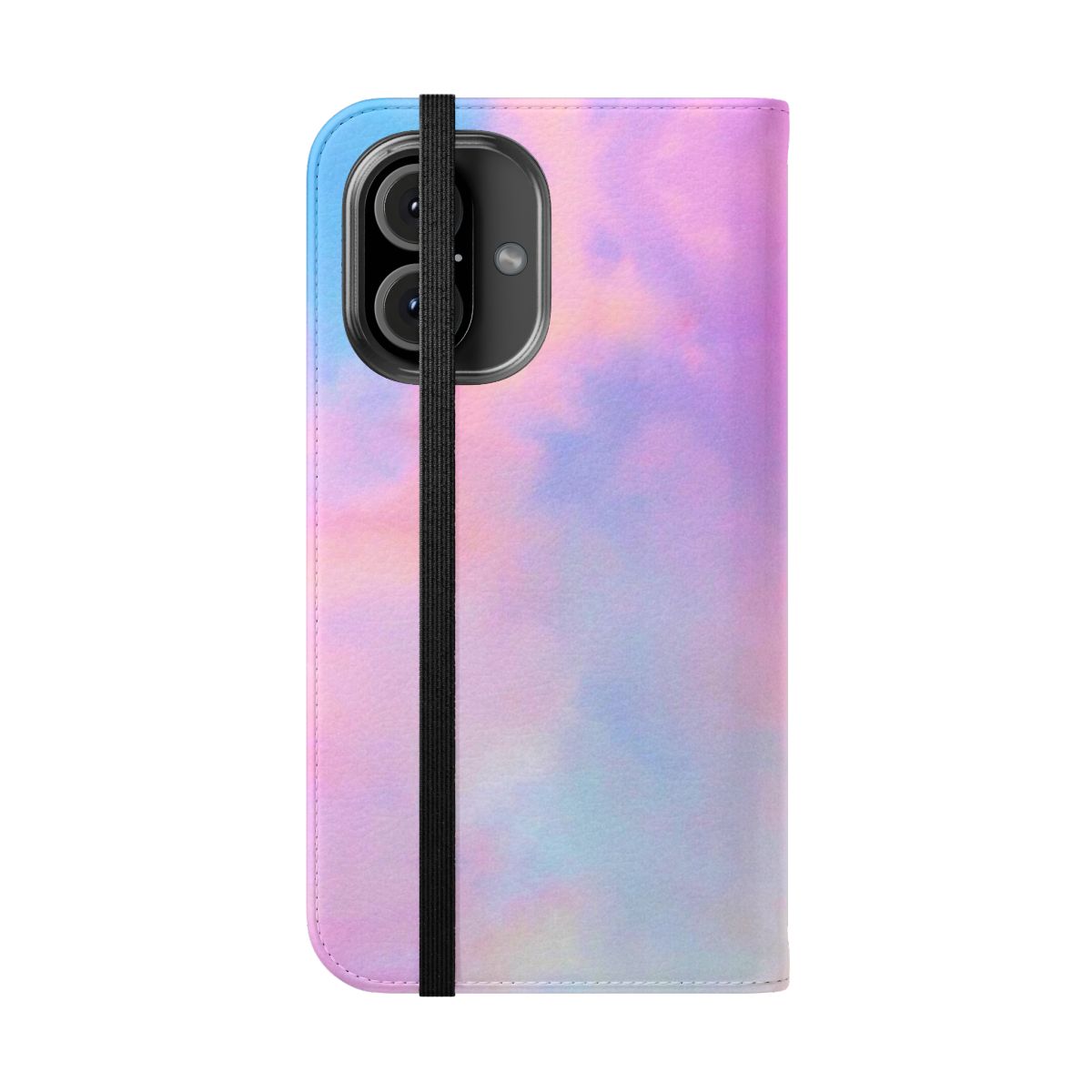 Flip phone case with a Taylor Swift-inspired "Lover clouds" design - Folded Front