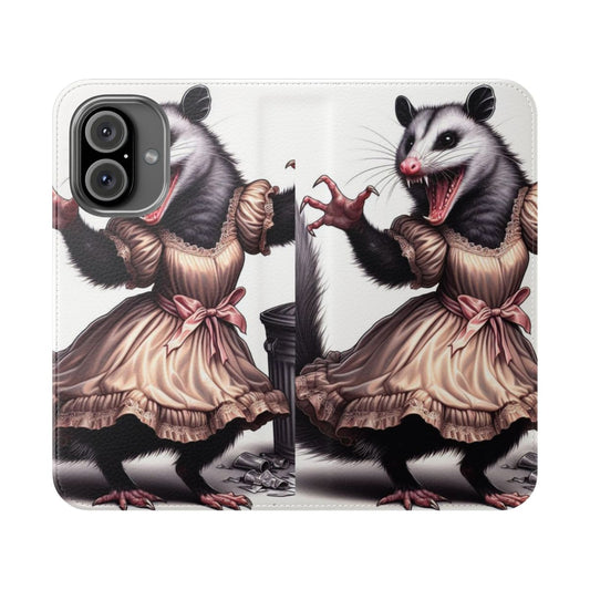 Colorful flip phone case with animated dancing critters design