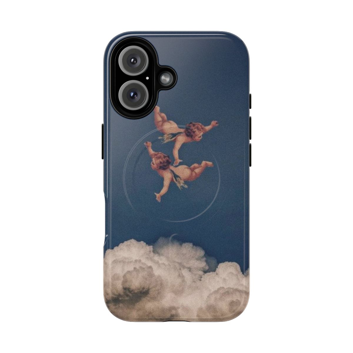 Detailed phone case with a vintage renaissance-style cherub or angel illustration