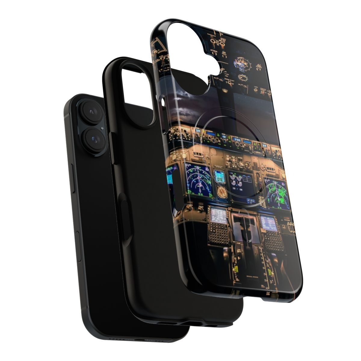 Magnetic tough phone case with aviation-themed design - Layers