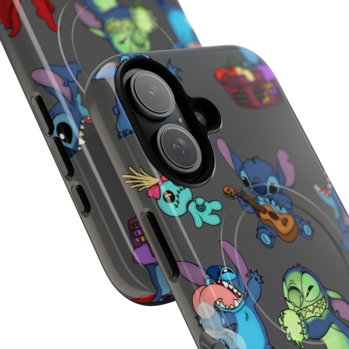 Magnetic tough phone cases featuring the beloved characters Stitch and Scrump from the popular animated film Lilo & Stitch. - Detail