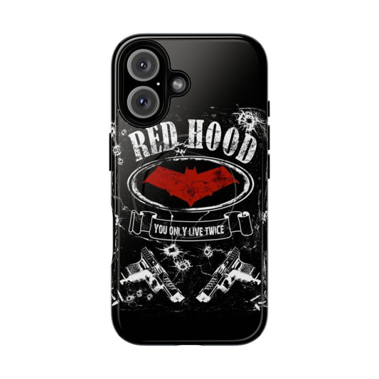 Red Hood Magnetic Tough Phone Case with Whiskey-Style Label Design