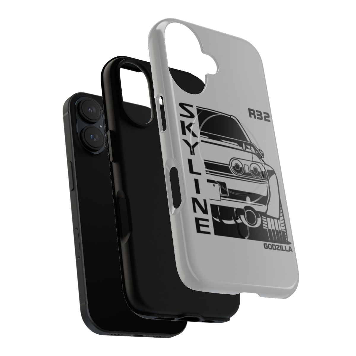 R32 Skyline GTR, a legendary Japanese racecar, featured on a durable magnetic phone case for car enthusiasts - Layers