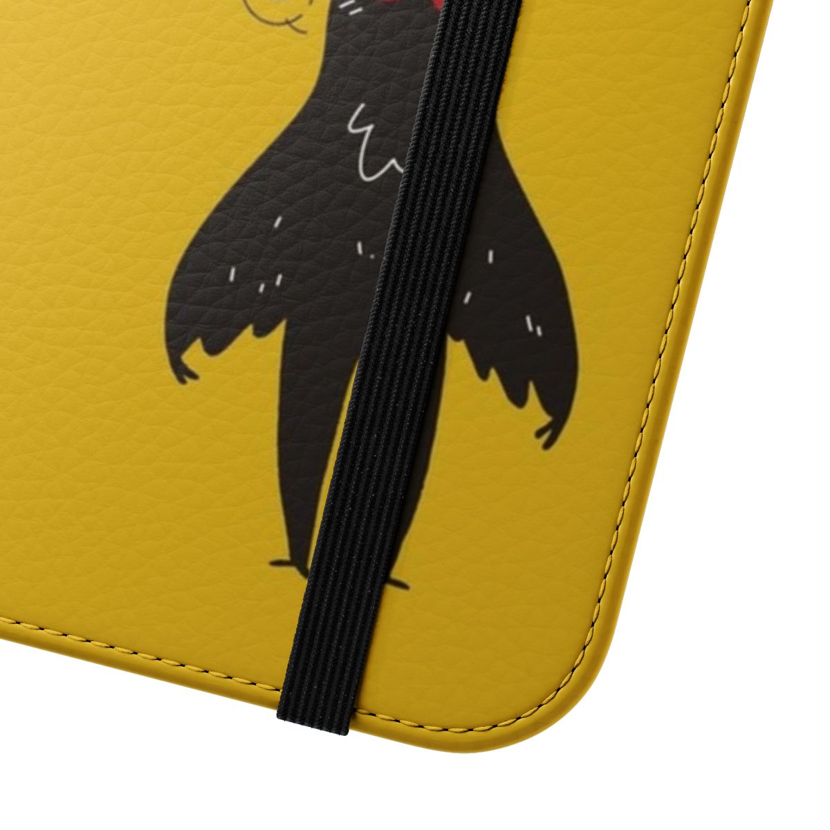 Closeup of a phone case featuring the iconic Moth Man cryptid design - Close Up