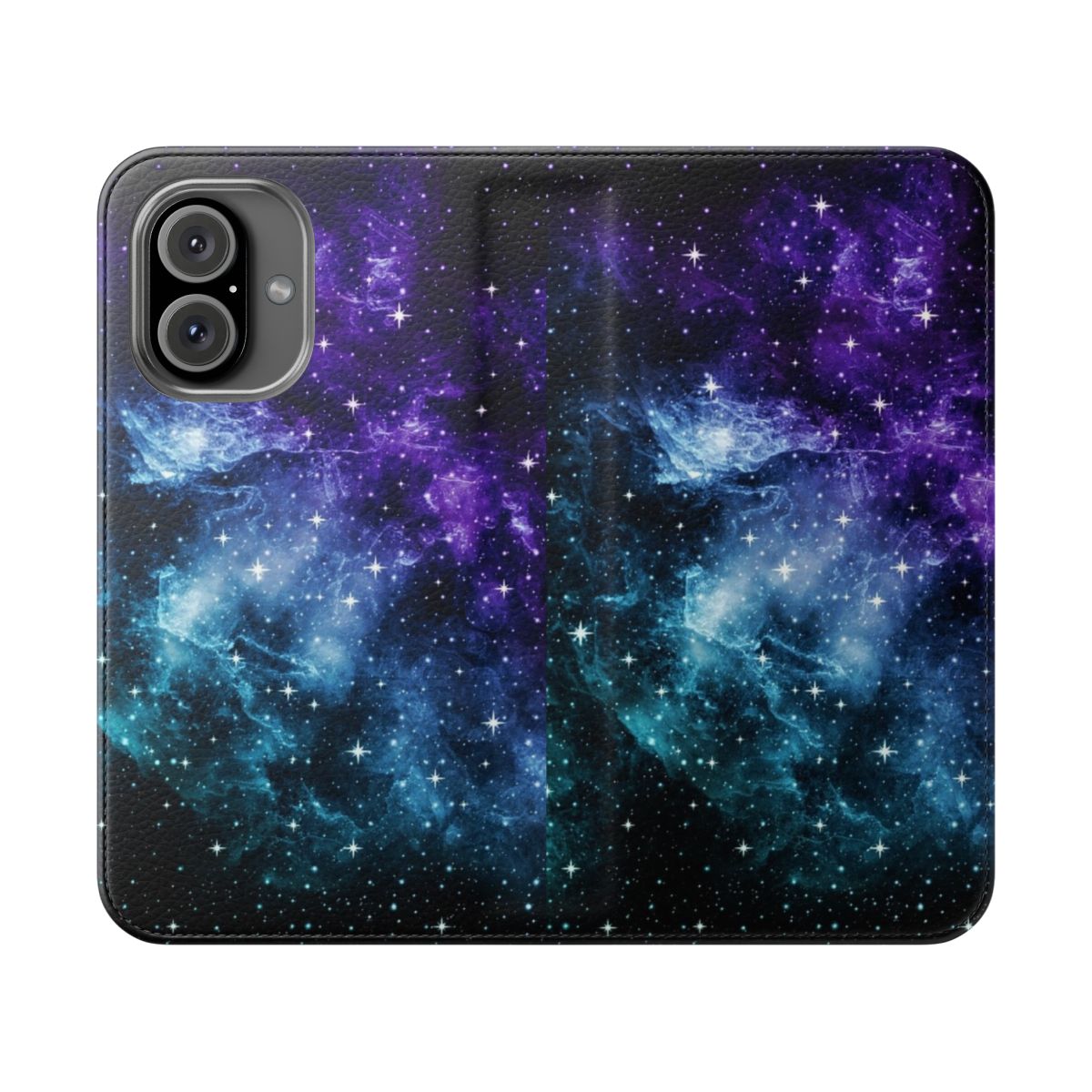 A vibrant and mesmerizing phone case cover featuring a dreamlike galaxy nebula design in shades of purple and teal.