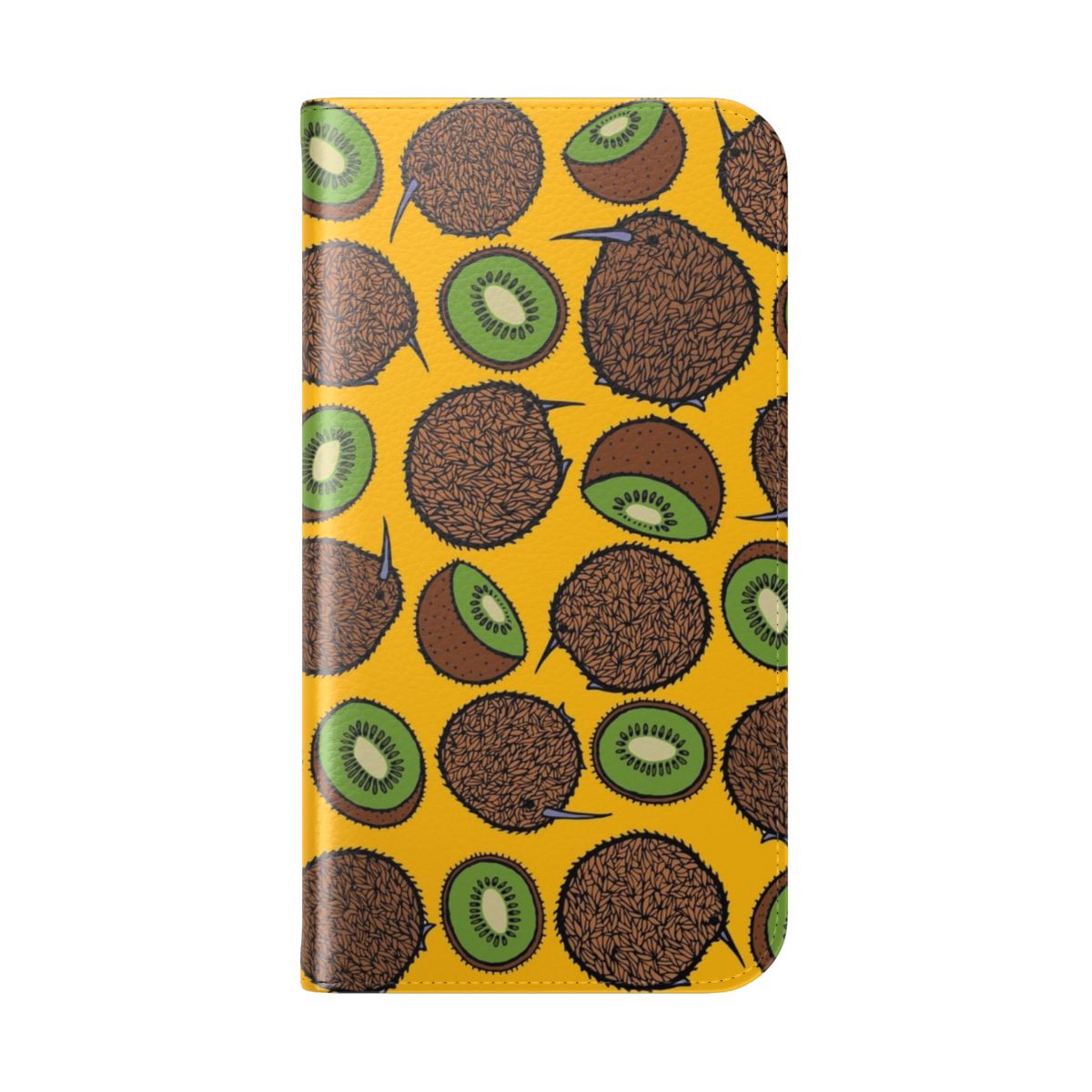 Tropical kiwi print phone case with cute fruit design - Folded Back