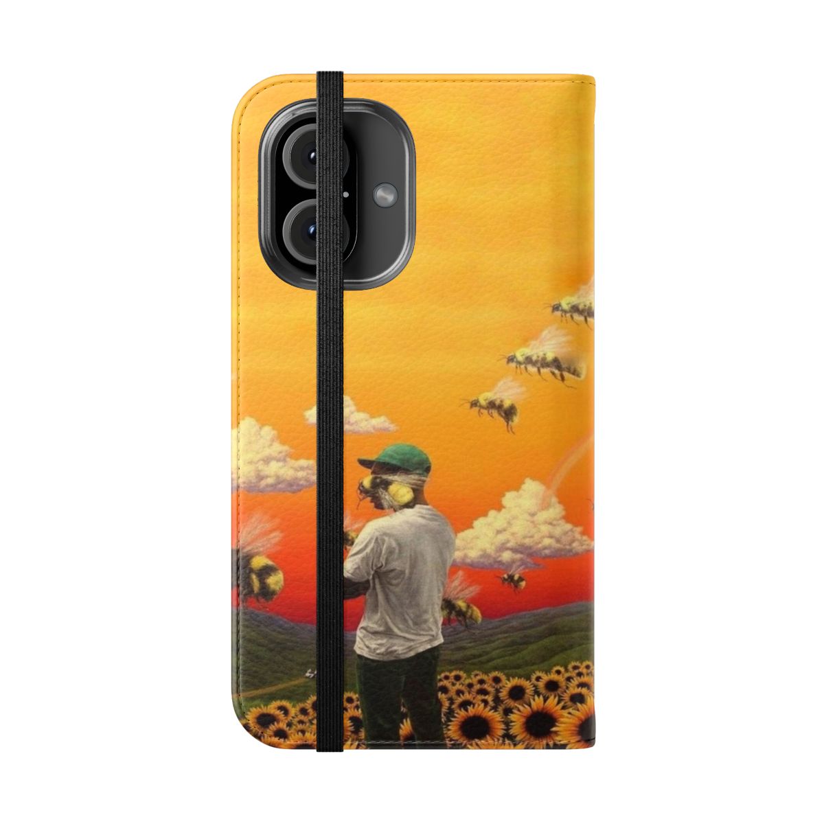 Vibrant and colorful phone case featuring a Flower Boy inspired design - Folded Front