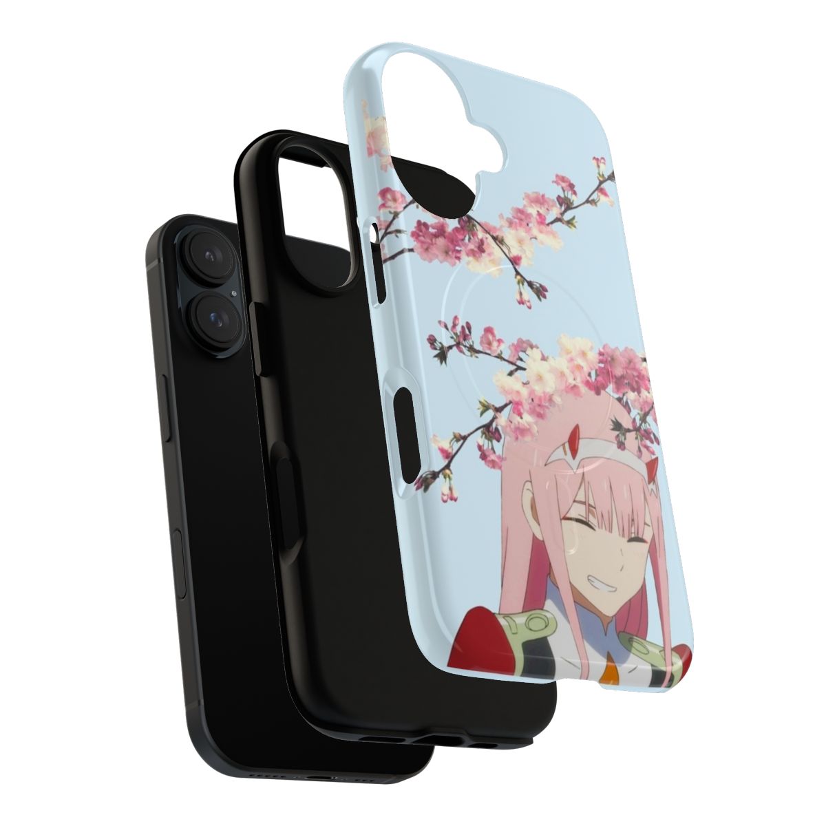 Sakura Zero Two Anime Phone Case with Magnetic Tough Cover - Layers