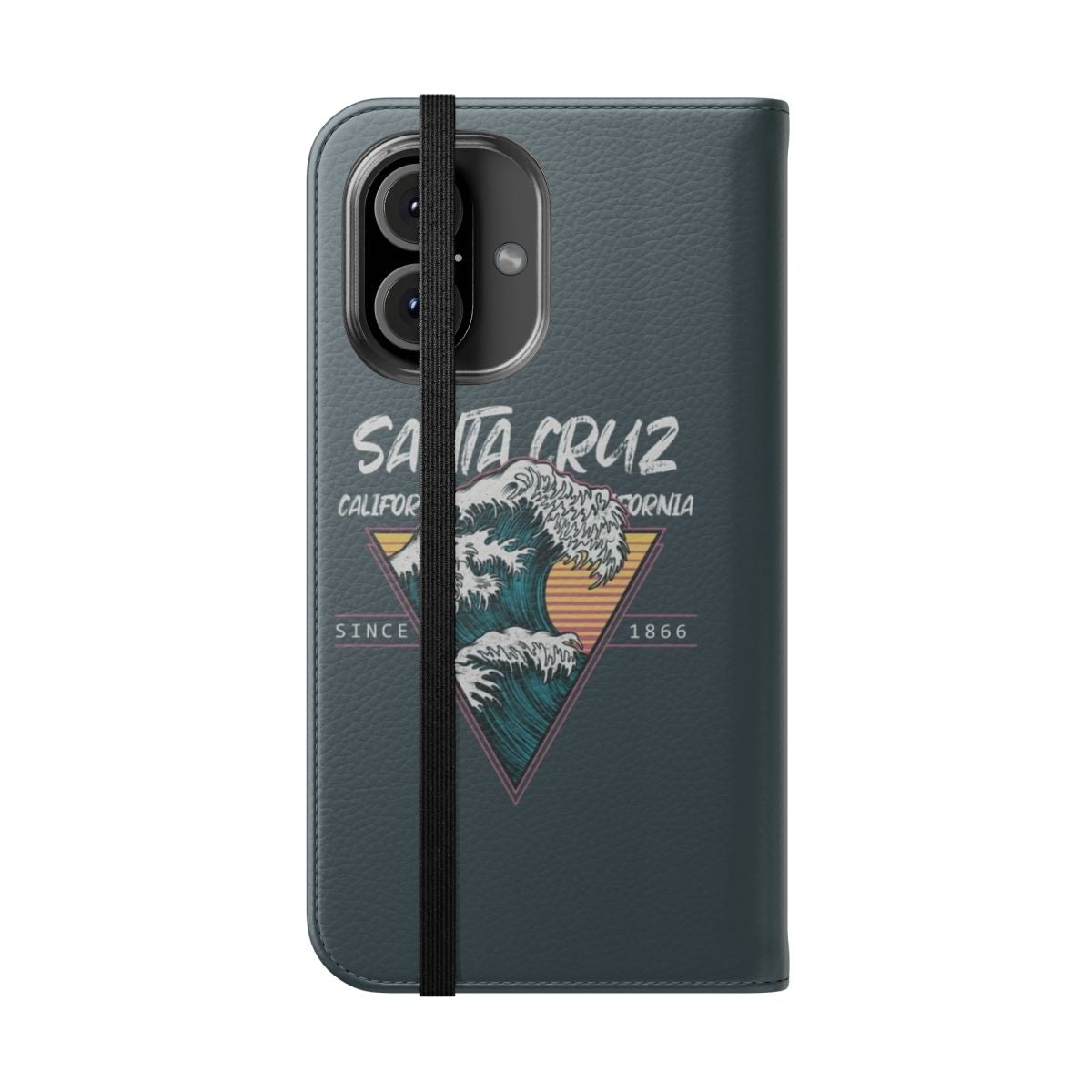 Santa Cruz California Surfing Flip Cover Phone Case - Folded Front