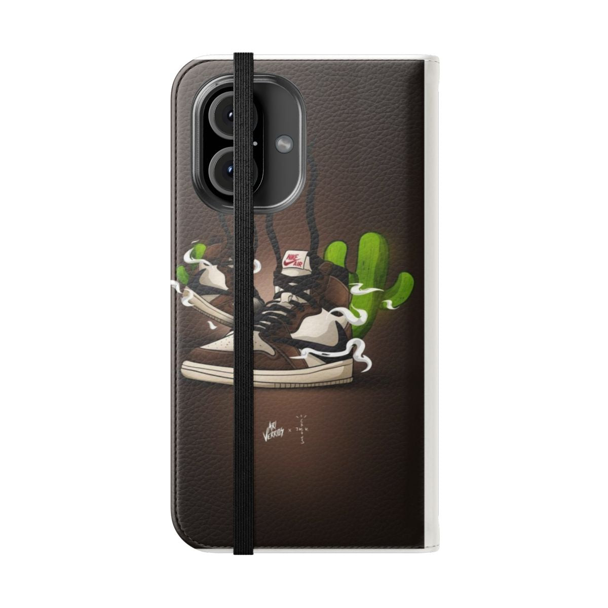 Jordan 1 Cactus Jack Inspired Flip Cover Phone Case - Folded Front