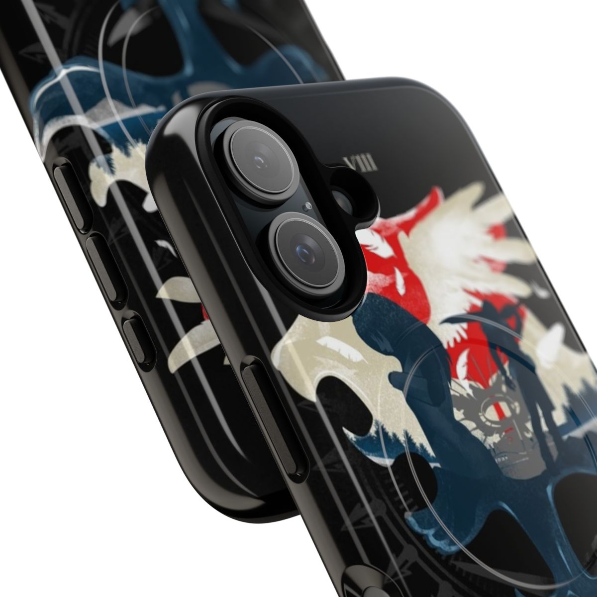 Magnetic phone case featuring iconic Final Fantasy VIII elements like Gunblades and Angels. - Detail