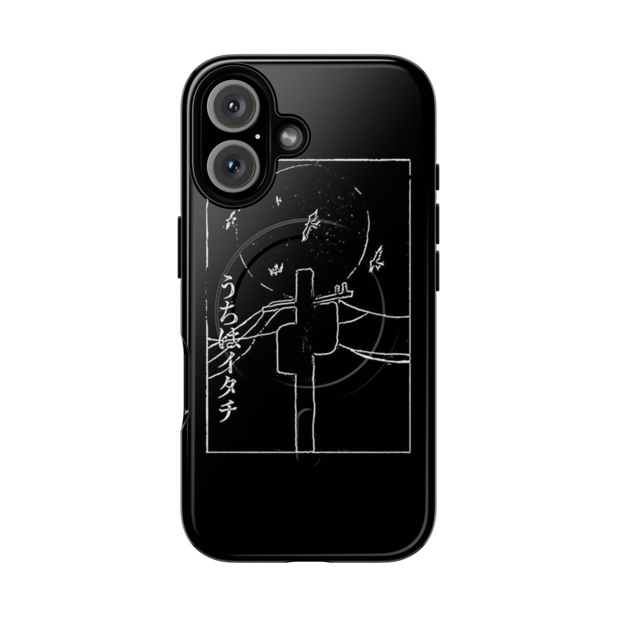 Magnetic tough case with a black and white illustration of a telephone pole, perfect for Naruto fans