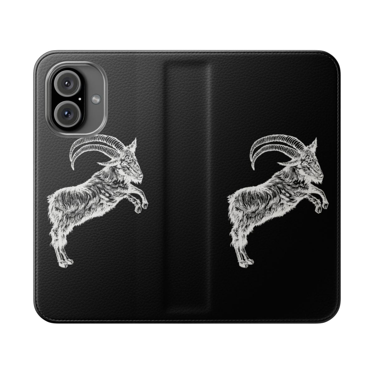 Occult-inspired flip cover phone case featuring pagan and witchcraft imagery.