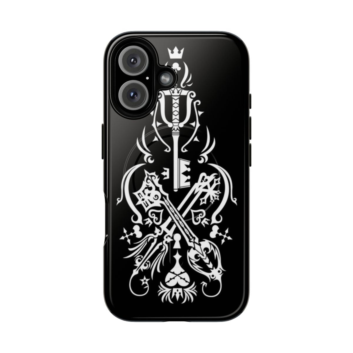 Black magnetic phone case with Kingdom Hearts-inspired design