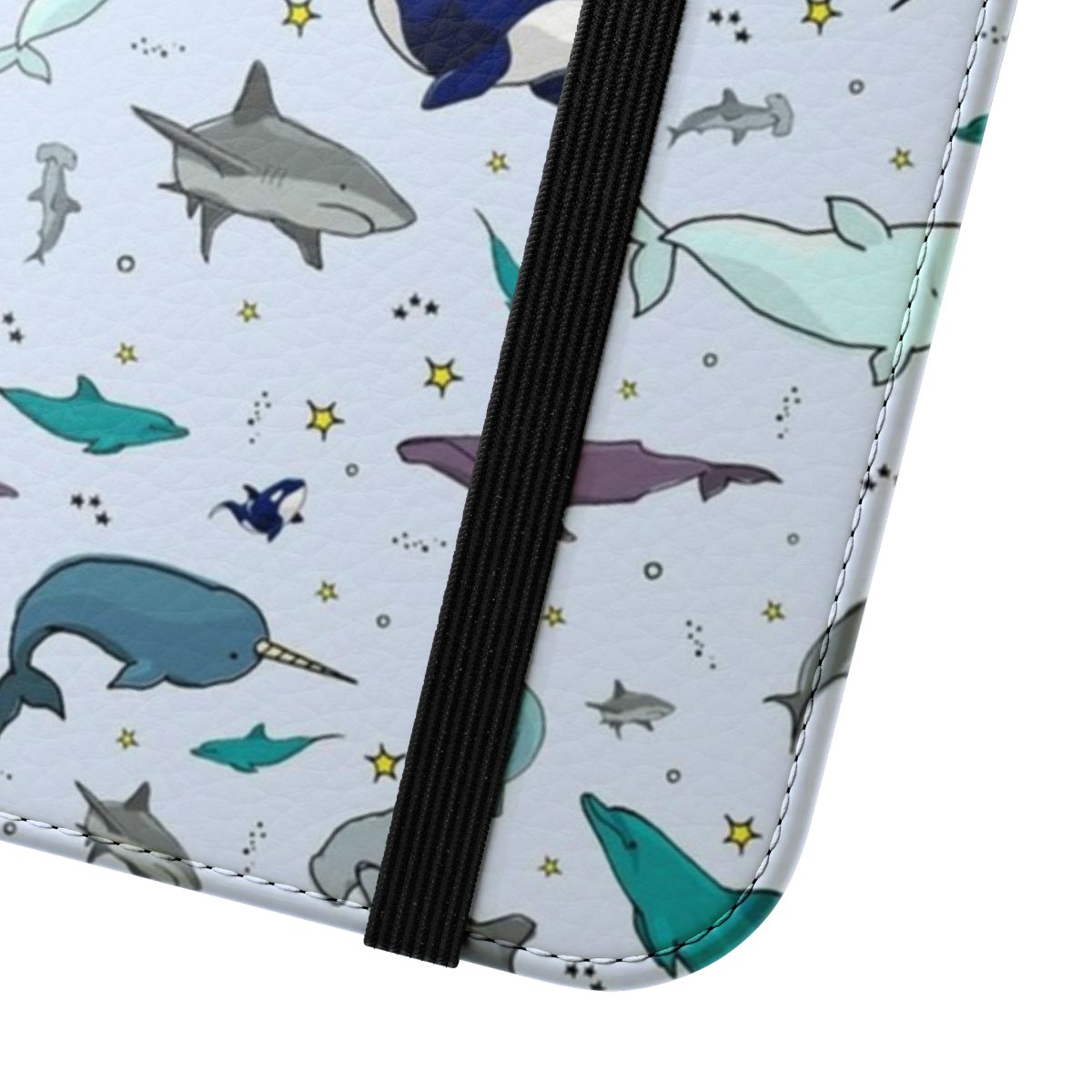 Underwater-inspired phone case with whales, dolphins, and other marine life - Close Up