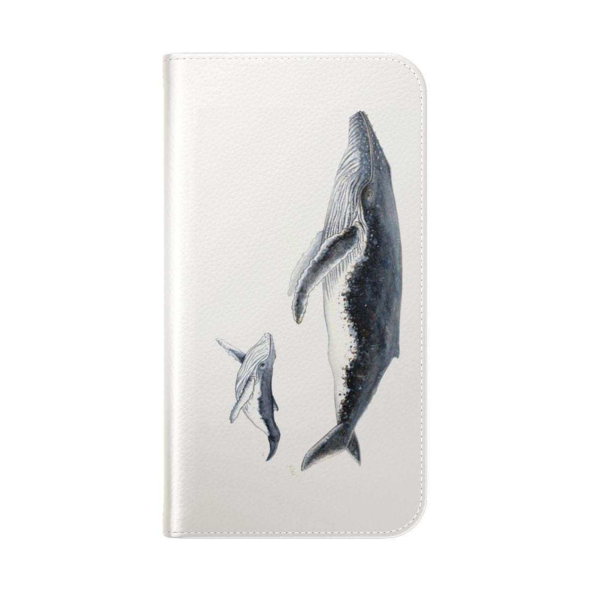 Humpback whale mother and baby whale Megaptera novaeangliae phone case design - Folded Back