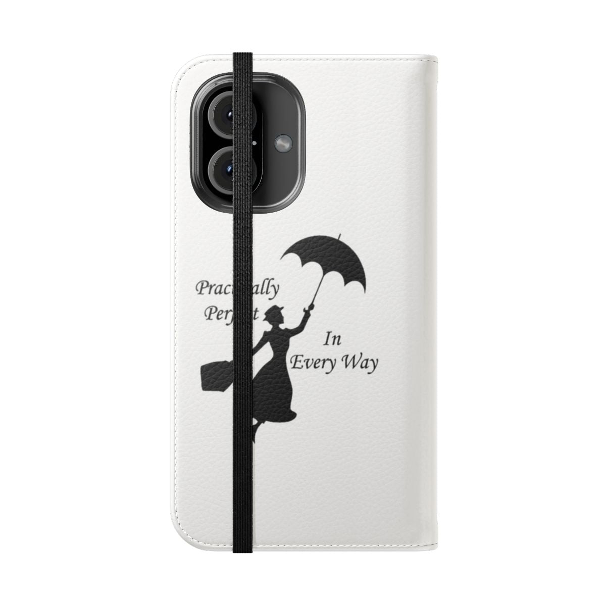 Protective flip phone case with a Mary Poppins inspired design - Folded Front