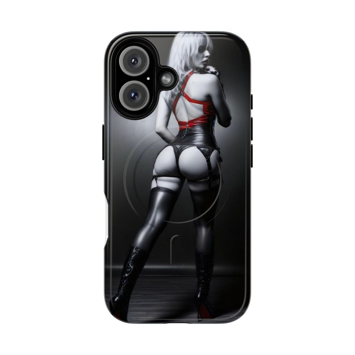 Striking woman with blonde hair on a stylish magnetic tough phone case