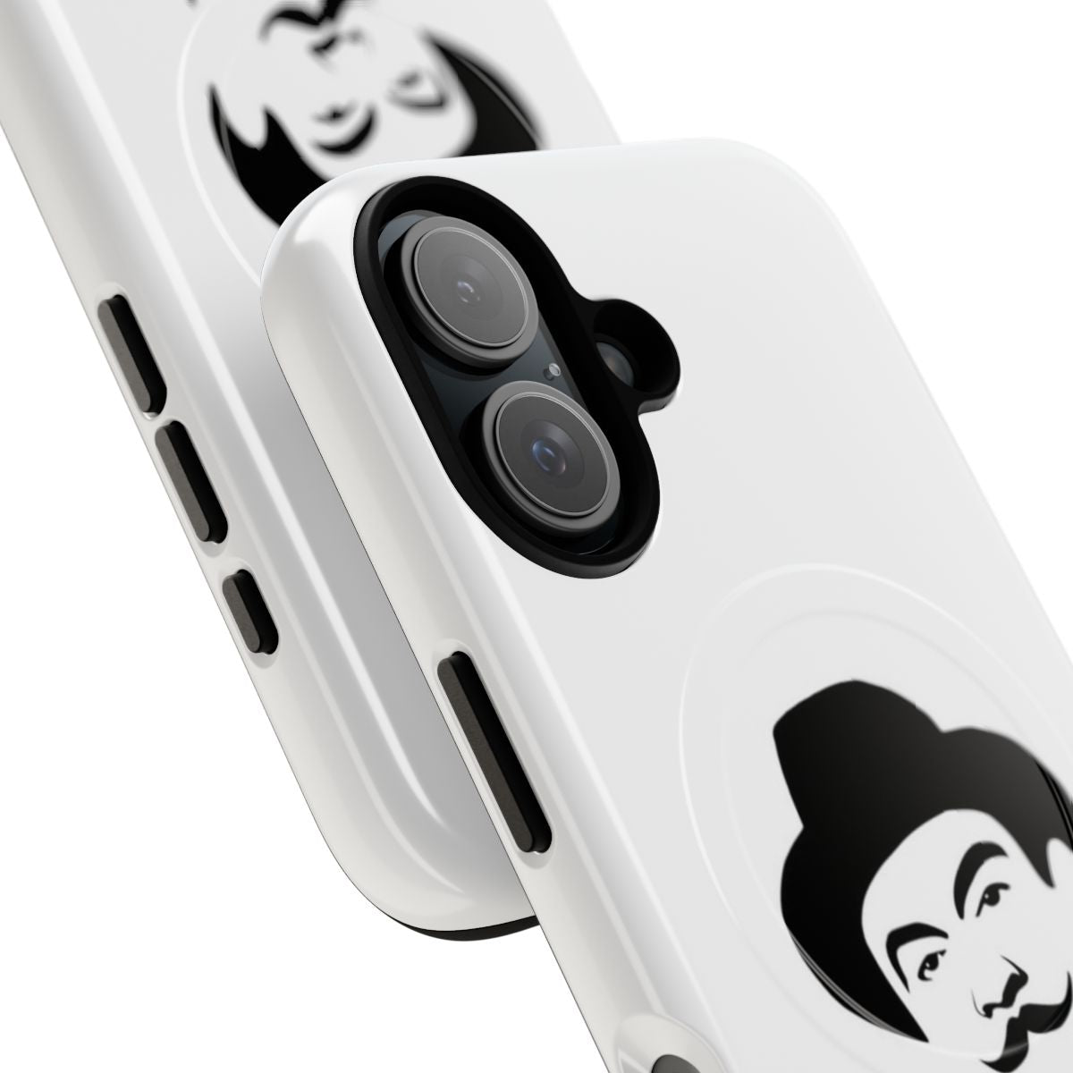 Hercule Poirot inspired magnetic tough phone case with a quote about using your "little grey cells" - Detail