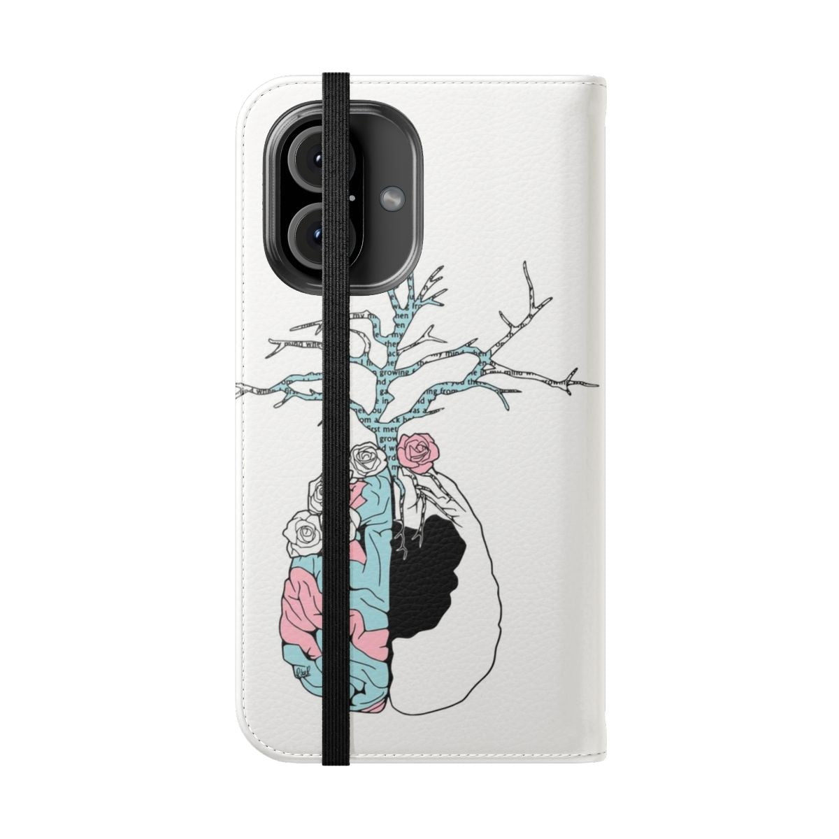 Halsey inspired garden grunge floral design printed on a protective flip phone case - Folded Front