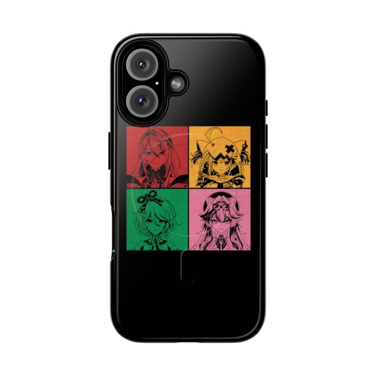 Vibrant hololive-inspired magnetic phone case with justice-themed design