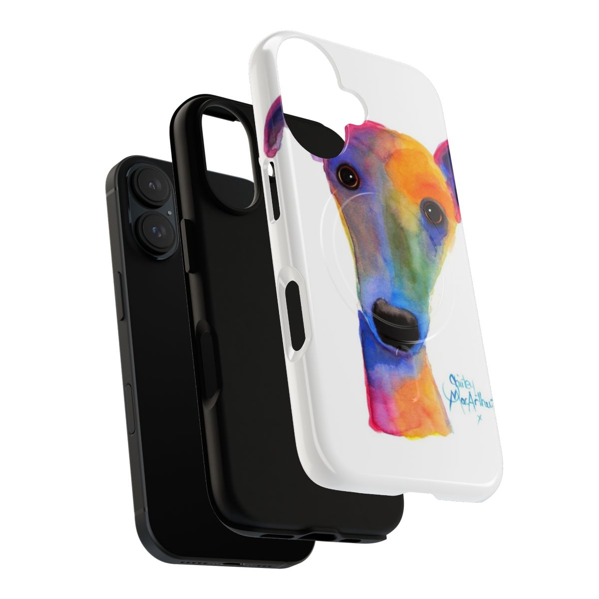 Whippet and Greyhound watercolor print on a magnetic tough phone case - Layers